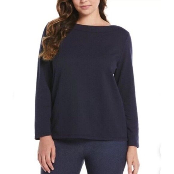 Rafaella Top T-Shirt Size XL Women's Large Boat Neck Long Sleeve Stretch New - Picture 1 of 11